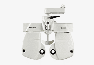 Topcon digital phoropter used for precision vision testing and eyeglass prescription refraction at Bel Aire Optometry in Calgary