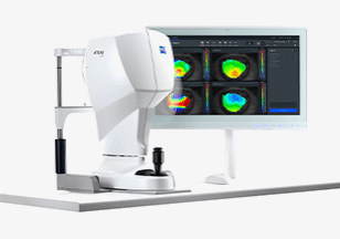 Zeiss Atlas corneal topography machine used for contact lens fitting and corneal mapping at Bel Aire Optometry in Calgary